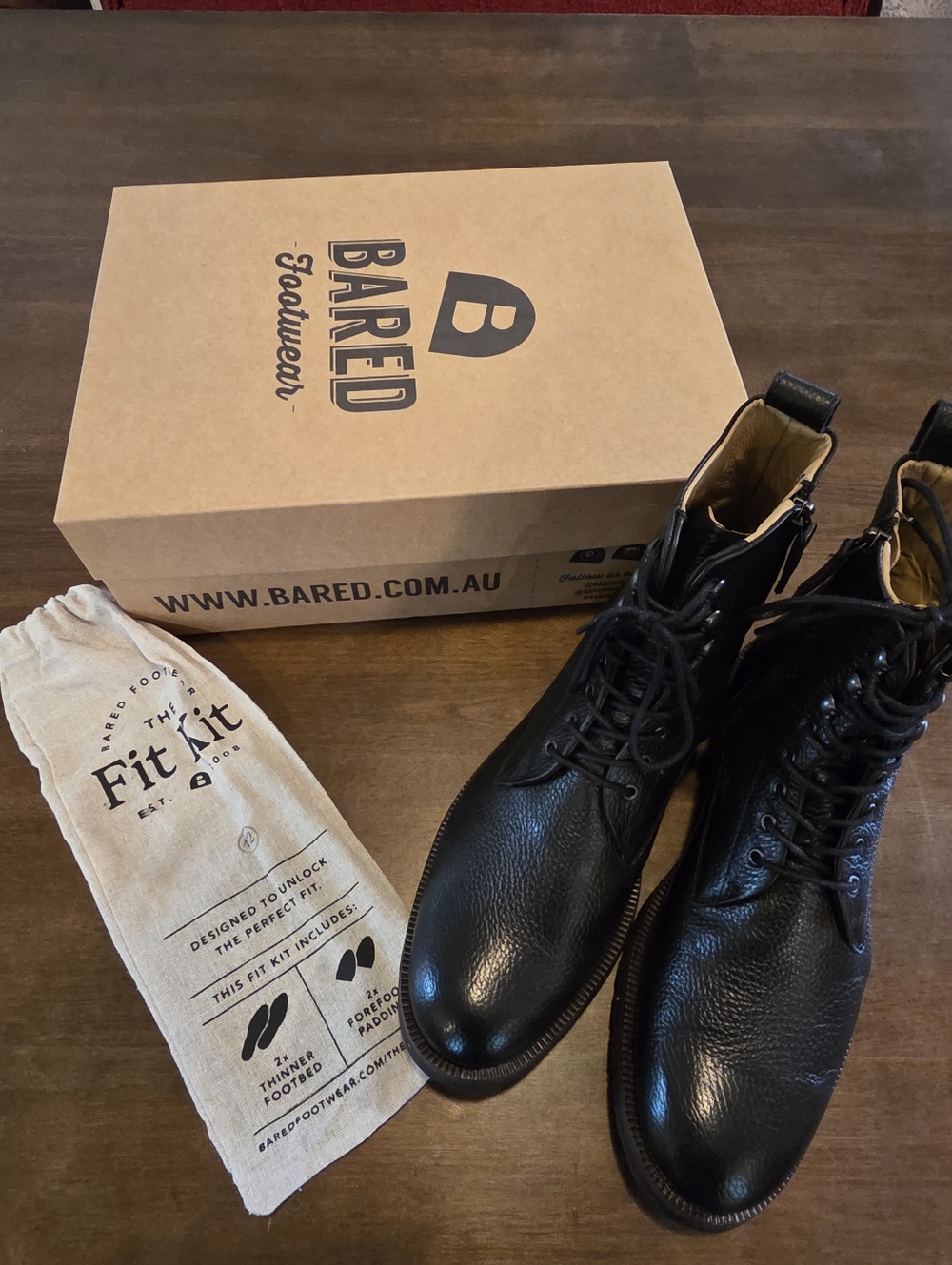 Bared Footwear Argon Boot - Plain Toe, Side Zip - Men's Size 42/8.5-9 - Black